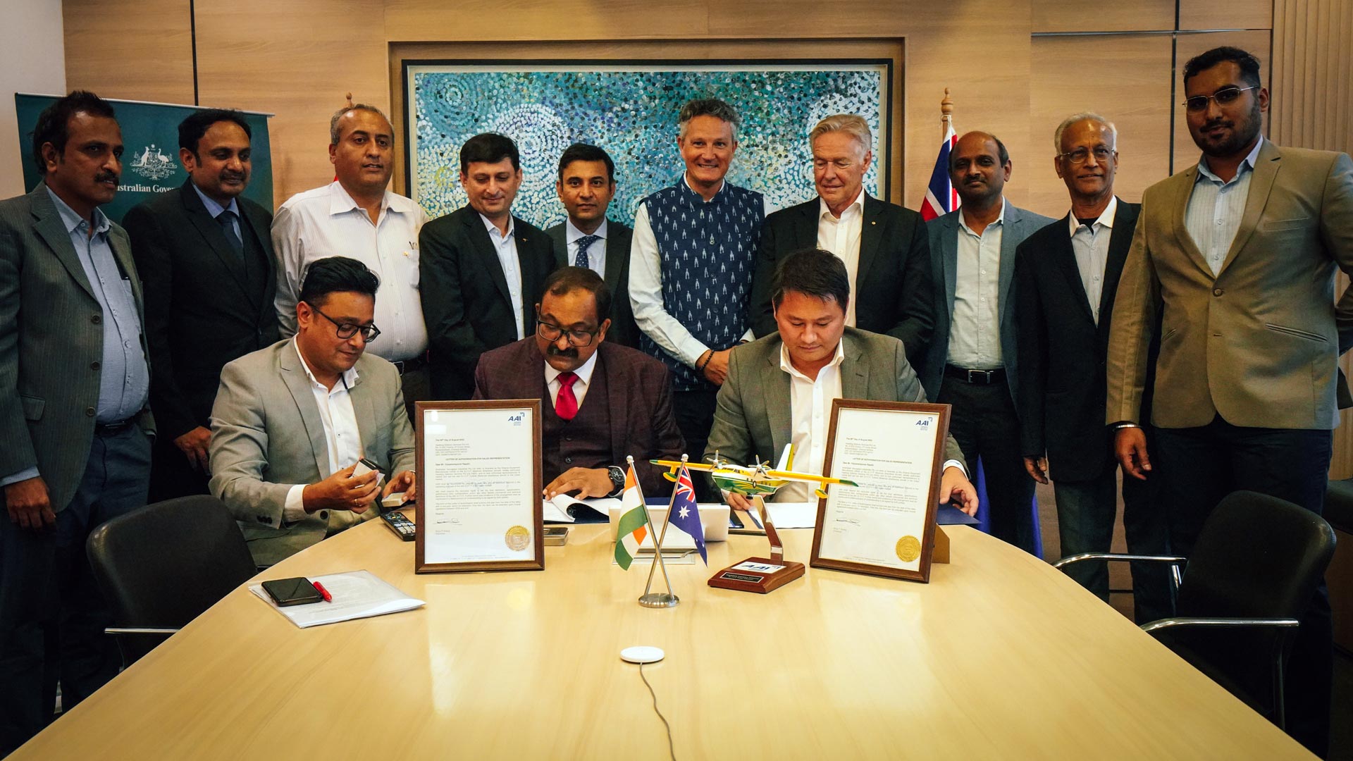Hawking Defence Services, a Chennai-based Def-Tech Company operating in the field of Defence and Aerospace signed a procurement cum partnership agreement with Australia-based Amphibian Aerospace Industries, manufacturers of "Albatross" amphibious aircrafts. Amphibian Aerospace is based out of Darwin, Australia. “Albatross” is a 28-seater Amphibious Aircraft capable of landing and taking off from land, water, and snow. The agreement includes the confirmation of procurement of a single aircraft by Hawking Defence Services by Hawking Defence Services